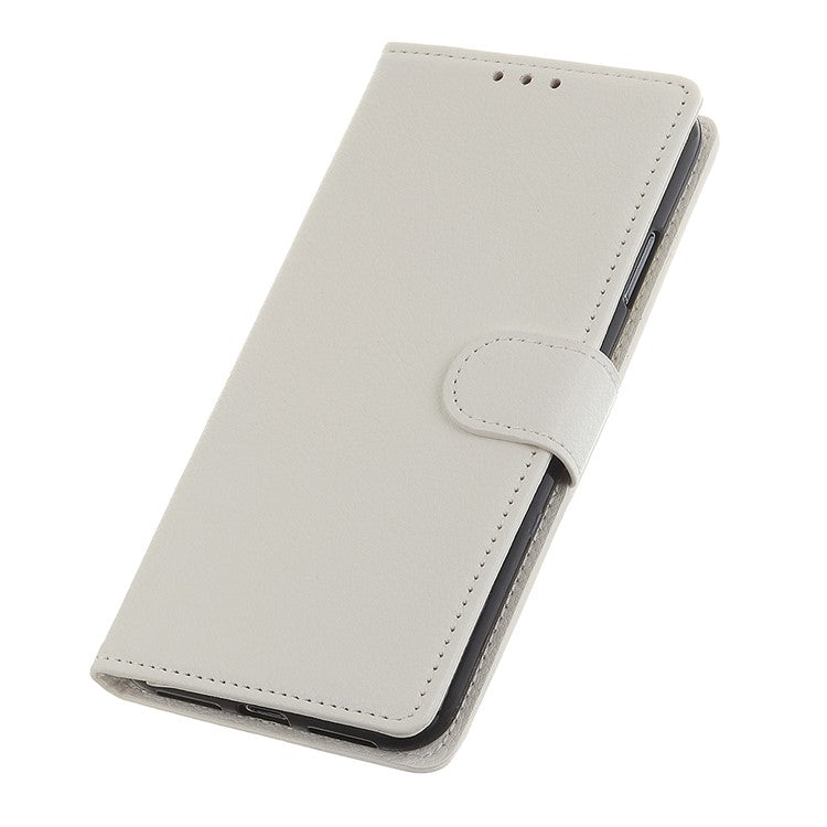 For Sony Xperia 10 II Phone Wallet Case Litchi Texture Leather Shockproof Phone Protector with Card Slots - White