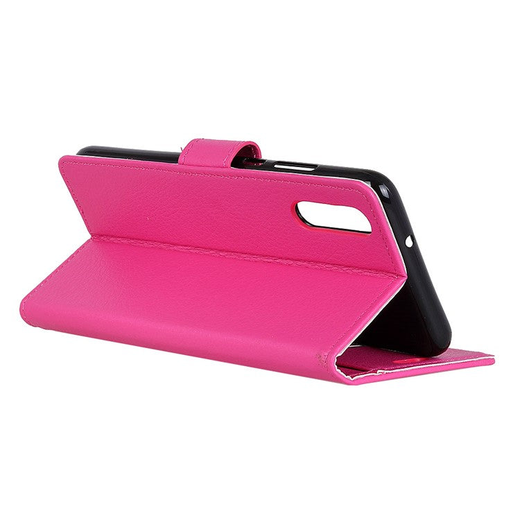 For Sony Xperia 10 II Phone Wallet Case Litchi Texture Leather Shockproof Phone Protector with Card Slots - Rose