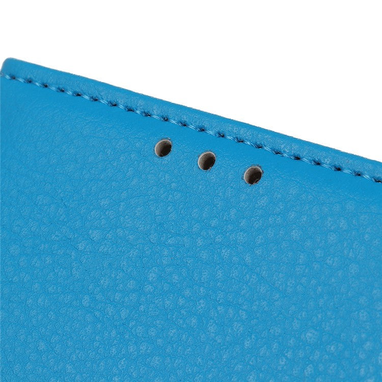 For Sony Xperia 10 II Phone Wallet Case Litchi Texture Leather Shockproof Phone Protector with Card Slots - Blue