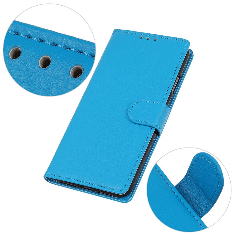 For Sony Xperia 10 II Phone Wallet Case Litchi Texture Leather Shockproof Phone Protector with Card Slots - Blue