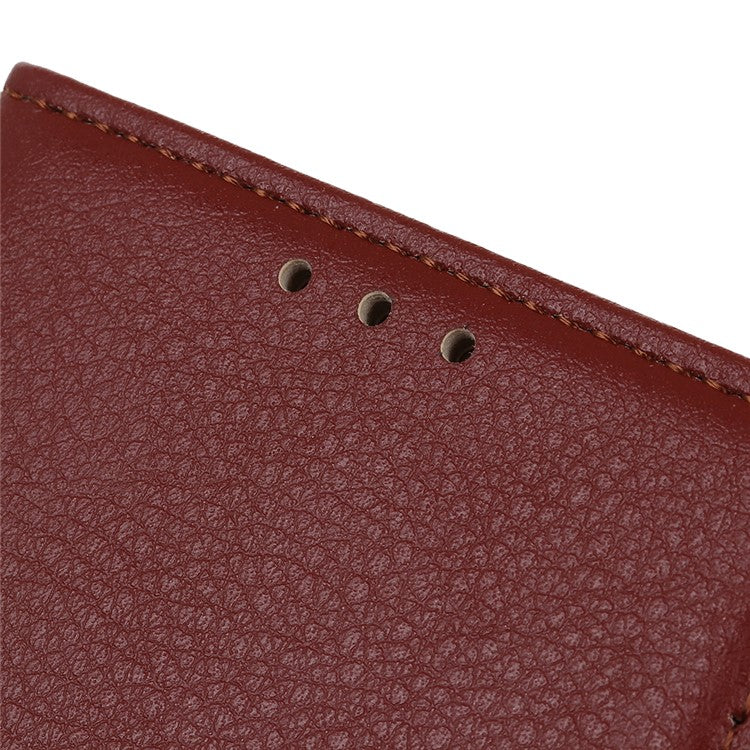 For Sony Xperia 10 II Phone Wallet Case Litchi Texture Leather Shockproof Phone Protector with Card Slots - Brown