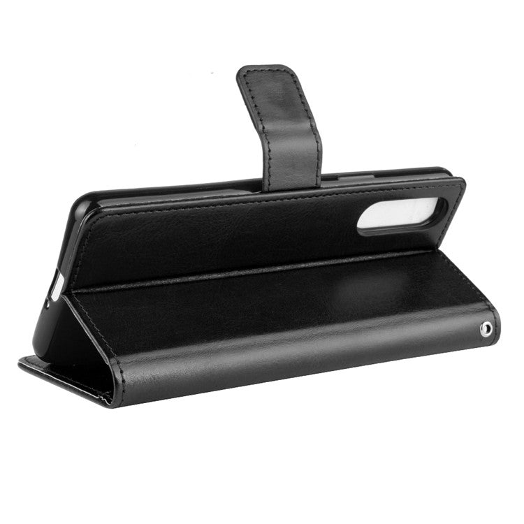 Crazy Horse Flip Leather Protective Cover with Wallet for Sony Xperia 10 II - Black