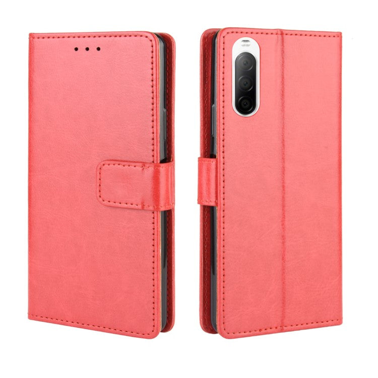 Crazy Horse Flip Leather Protective Cover with Wallet for Sony Xperia 10 II - Red
