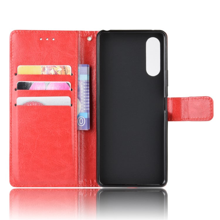 Crazy Horse Flip Leather Protective Cover with Wallet for Sony Xperia 10 II - Red