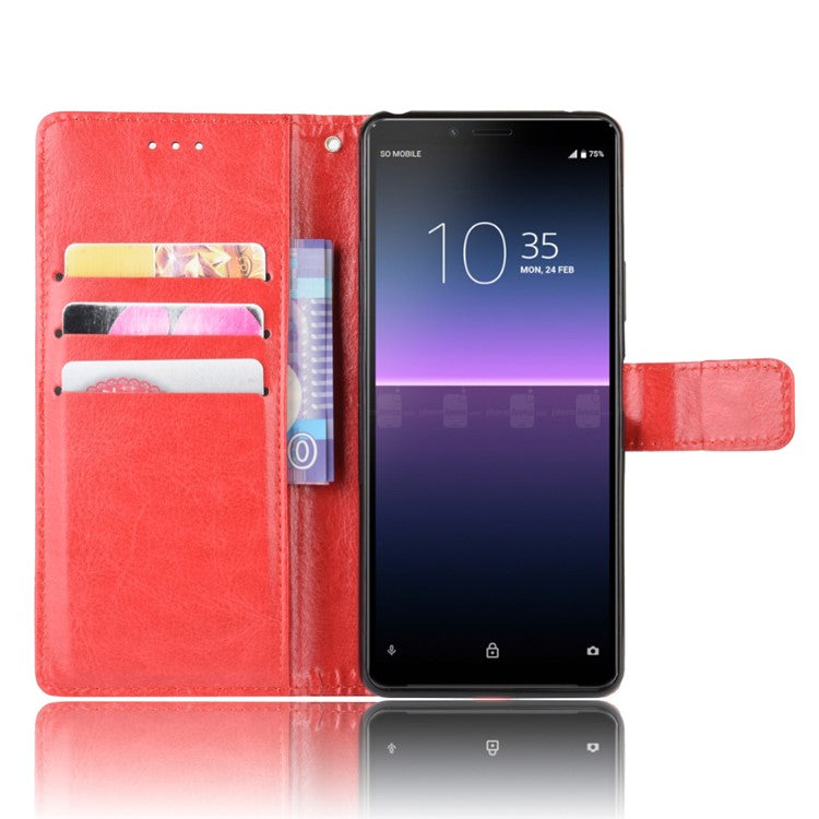 Crazy Horse Flip Leather Protective Cover with Wallet for Sony Xperia 10 II - Red