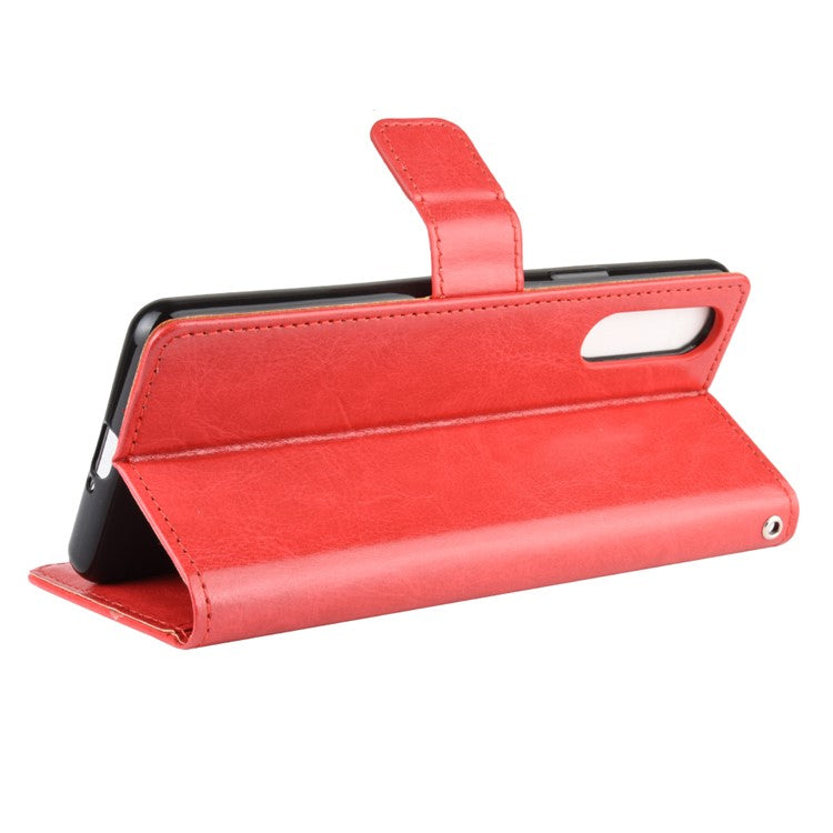 Crazy Horse Flip Leather Protective Cover with Wallet for Sony Xperia 10 II - Red