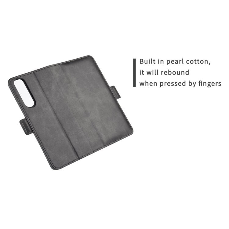 Double Clasp Flip Leather Wallet Stand Phone Cover for Sony Xperia 1 II - Black