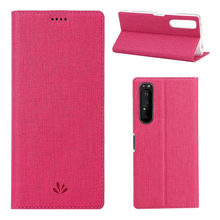 VILI DMX Cross Texture Card Holder Leather Stand Shell for Sony Xperia 1 II - Rose