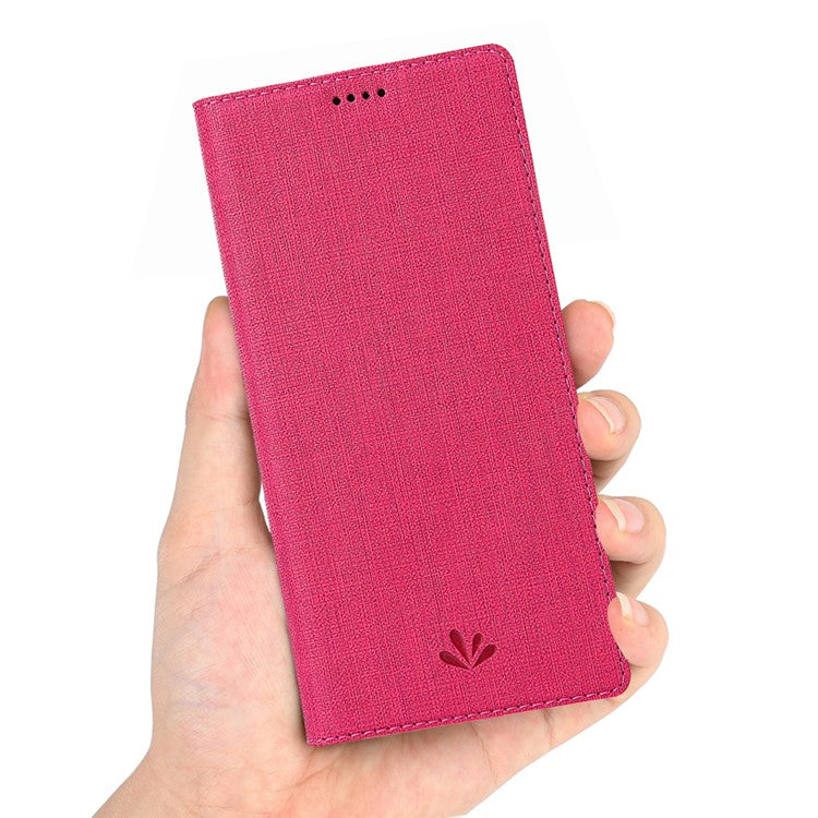 VILI DMX Cross Texture Card Holder Leather Stand Shell for Sony Xperia 1 II - Rose