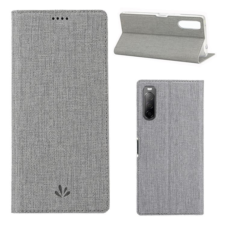 VILI DMX Cross Texture Auto-absorbed Leather Cover for Sony Xperia 10 II - Grey