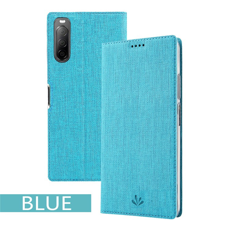 VILI DMX Cross Texture Auto-absorbed Leather Cover for Sony Xperia 10 II - Blue