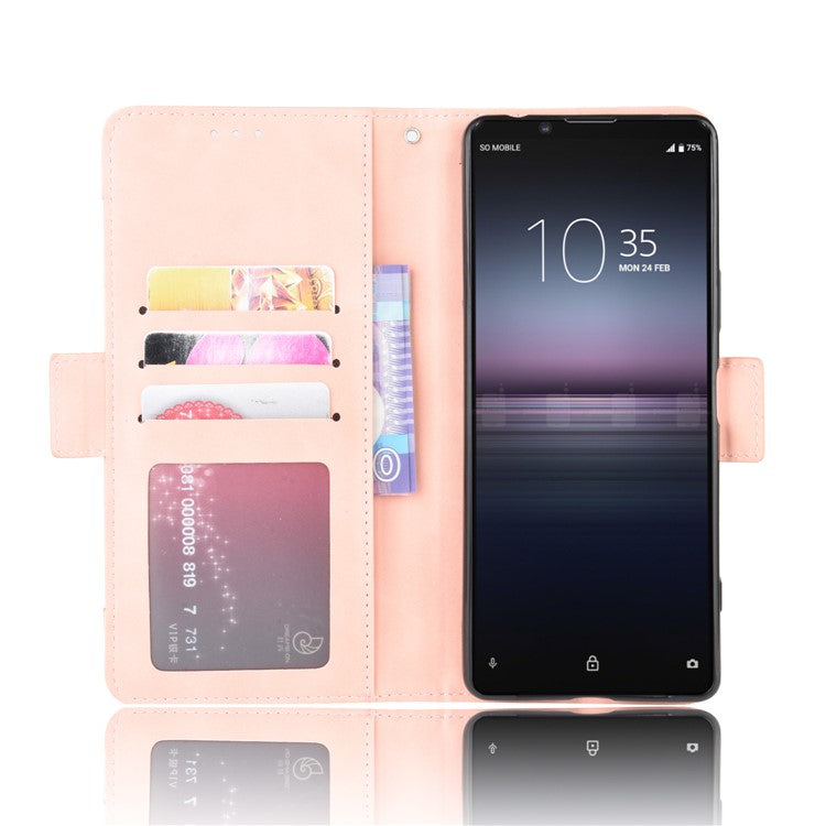 Leather Shell with Multiple Card Slots for Sony Xperia 1 II - Pink