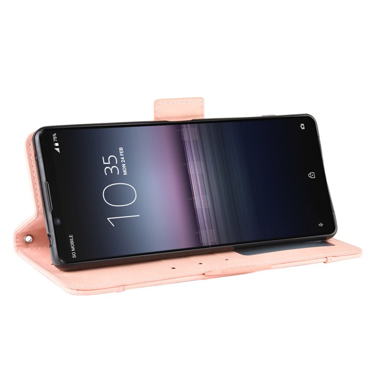 Leather Shell with Multiple Card Slots for Sony Xperia 1 II - Pink