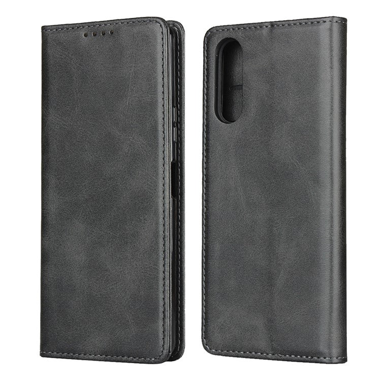 Auto-absorbed Leather Wallet Case for Sony Xperia 10 II - Black