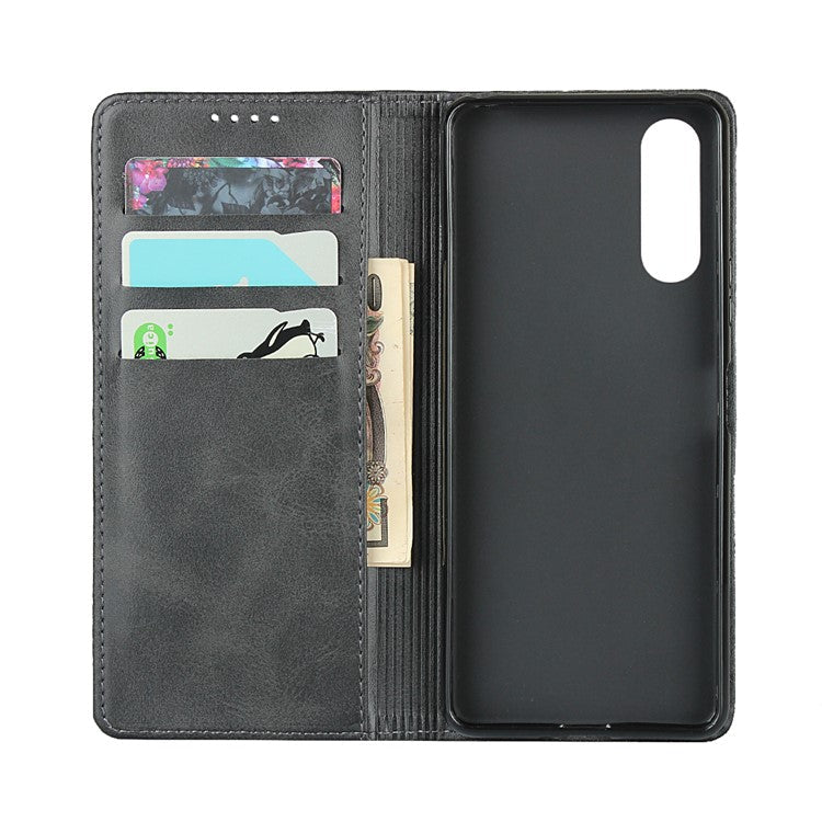 Auto-absorbed Leather Wallet Case for Sony Xperia 10 II - Black