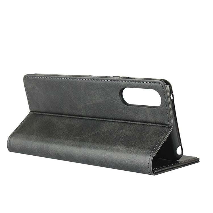 Auto-absorbed Leather Wallet Case for Sony Xperia 10 II - Black