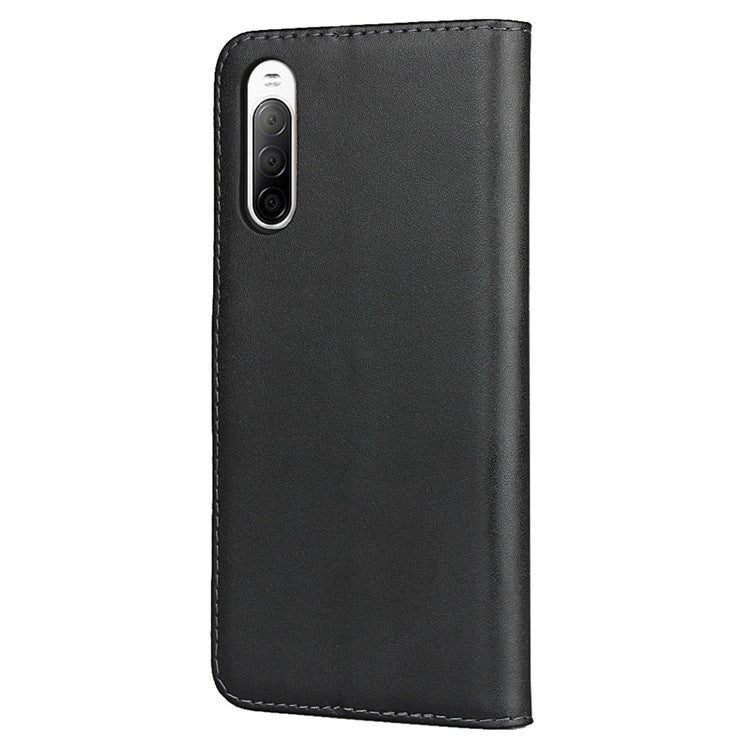 Genuine Leather Phone Shell Cover with Folio Flip Wallet Foldable Stand for Sony Xperia 10 II