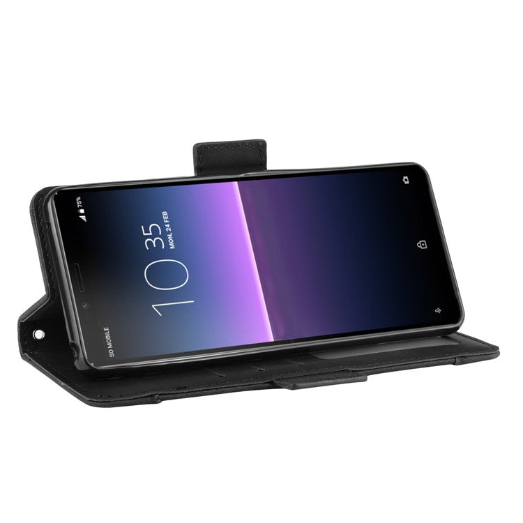 Leather Stand Case with Card Slots for Sony Xperia 10 II - Black