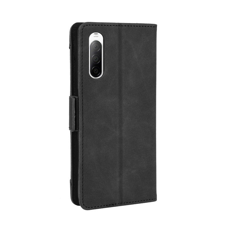 Leather Stand Case with Card Slots for Sony Xperia 10 II - Black