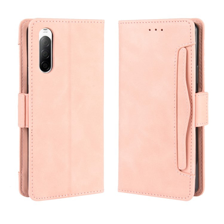 Leather Stand Case with Card Slots for Sony Xperia 10 II - Pink