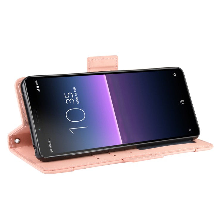Leather Stand Case with Card Slots for Sony Xperia 10 II - Pink