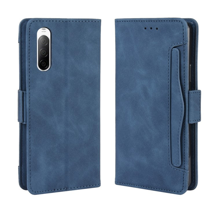 Leather Stand Case with Card Slots for Sony Xperia 10 II - Blue