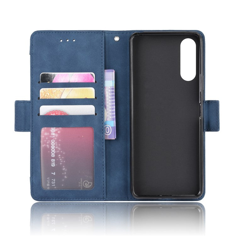 Leather Stand Case with Card Slots for Sony Xperia 10 II - Blue