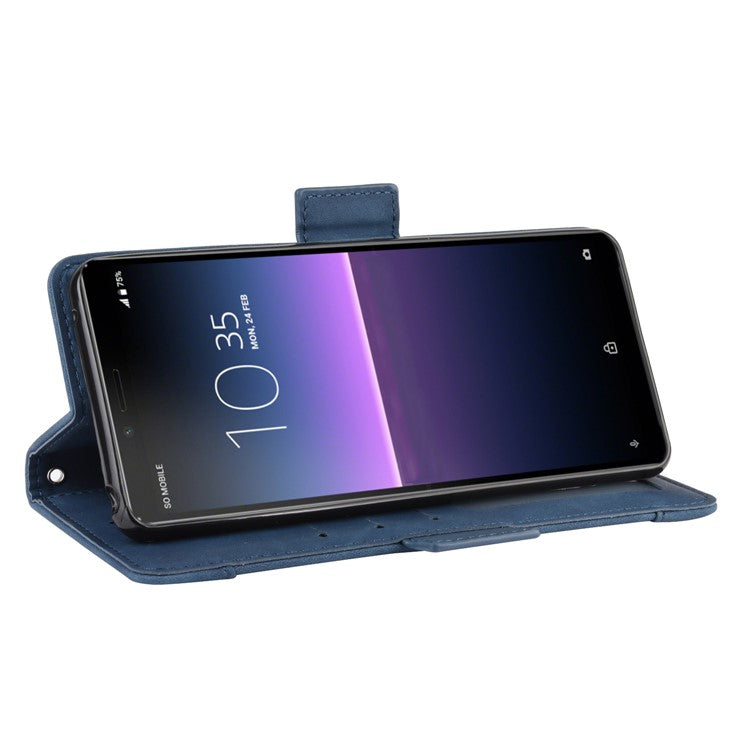 Leather Stand Case with Card Slots for Sony Xperia 10 II - Blue