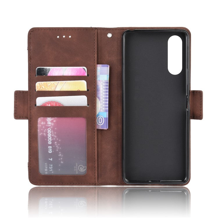 Leather Stand Case with Card Slots for Sony Xperia 10 II - Brown