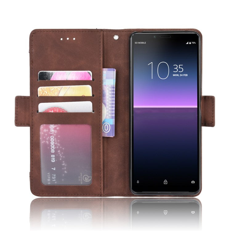 Leather Stand Case with Card Slots for Sony Xperia 10 II - Brown