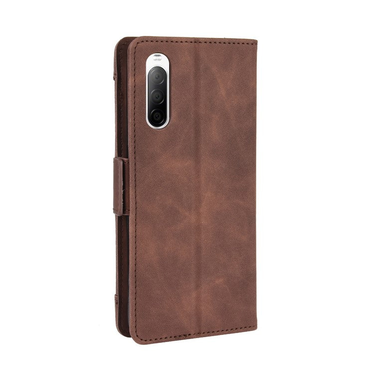 Leather Stand Case with Card Slots for Sony Xperia 10 II - Brown