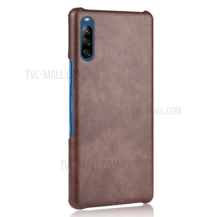 Litchi Skin Leather Coated Hard PC Case for Sony Xperia L4 - Brown