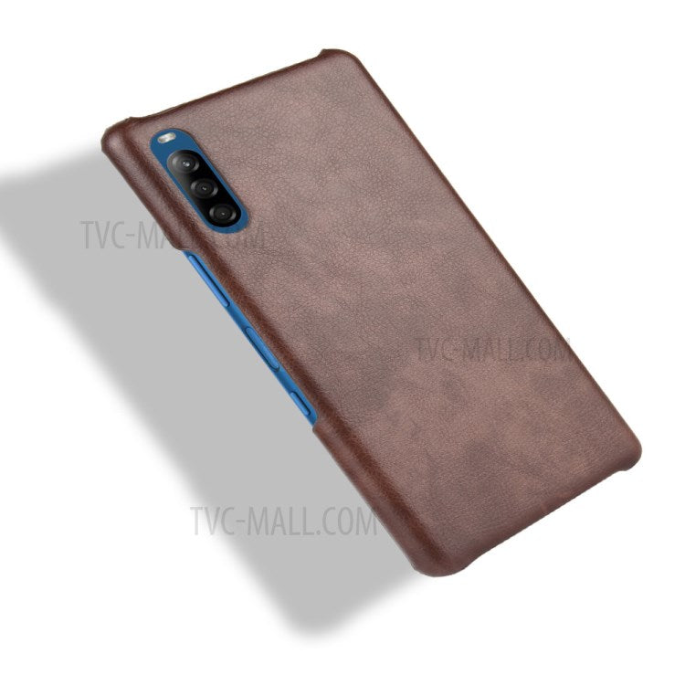Litchi Skin Leather Coated Hard PC Case for Sony Xperia L4 - Brown