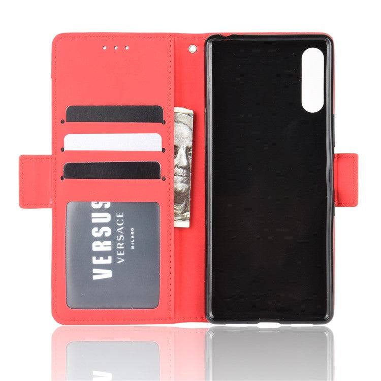 Wallet Stand Flip Leather Phone Case with Multiple Card Slots for Sony Xperia L4 - Red