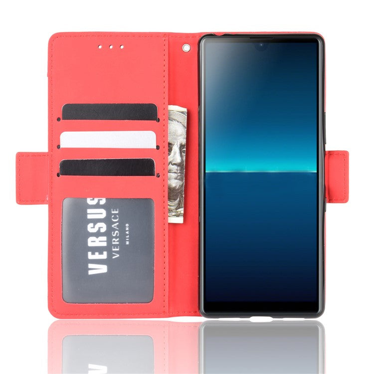 Wallet Stand Flip Leather Phone Case with Multiple Card Slots for Sony Xperia L4 - Red