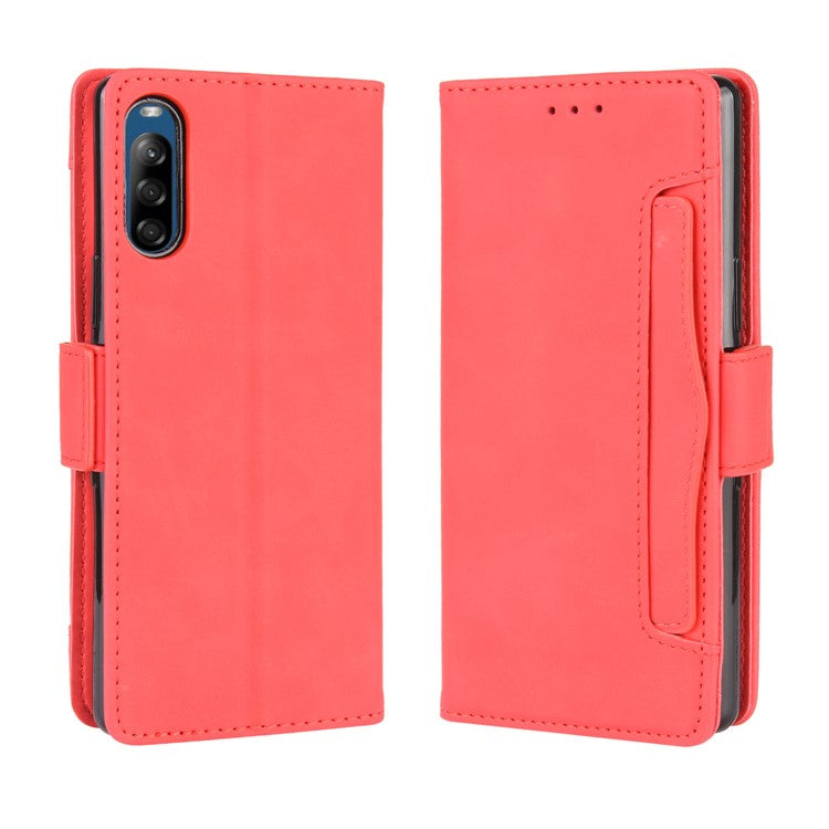 Wallet Stand Flip Leather Phone Case with Multiple Card Slots for Sony Xperia L4 - Red