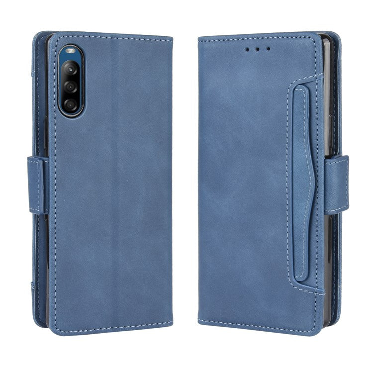 Wallet Stand Flip Leather Phone Case with Multiple Card Slots for Sony Xperia L4 - Blue