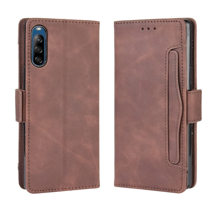 Wallet Stand Flip Leather Phone Case with Multiple Card Slots for Sony Xperia L4 - Brown