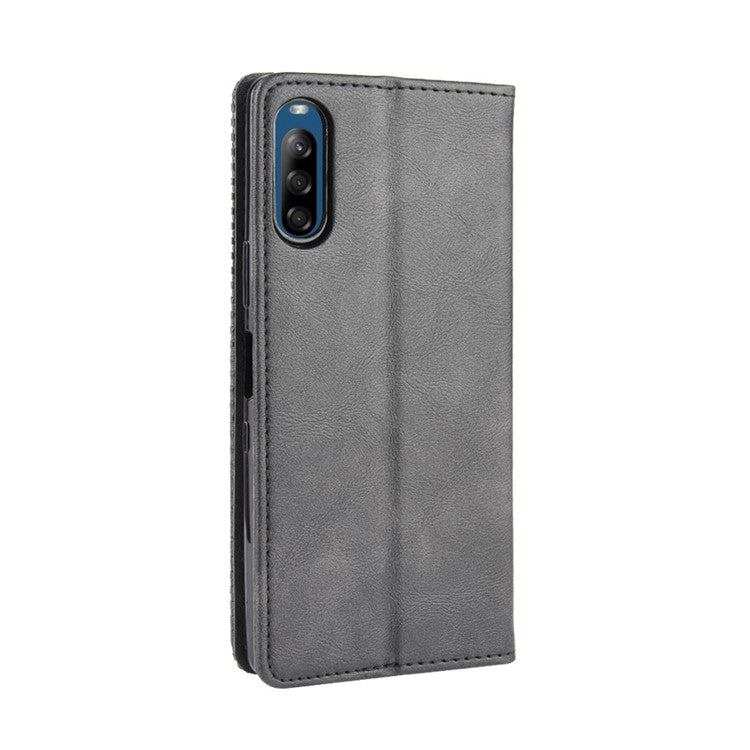Auto-absorbed Retro PU Leather Wallet Cell Phone Cover for Sony Xperia L4 - Black