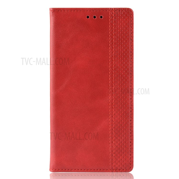 Auto-absorbed Retro PU Leather Wallet Cell Phone Cover for Sony Xperia L4 - Red
