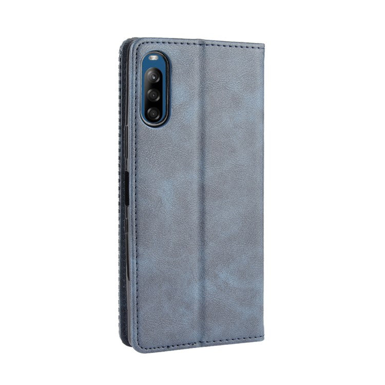 Auto-absorbed Retro PU Leather Wallet Cell Phone Cover for Sony Xperia L4 - Blue