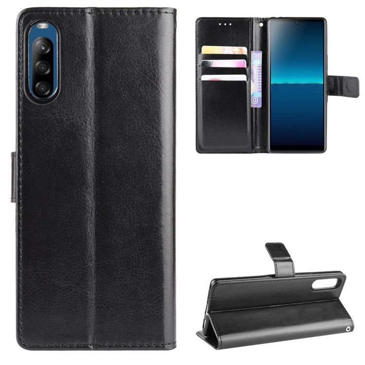 Crazy Horse Wallet Leather Cell Phone Case for Sony Xperia L4 - Black