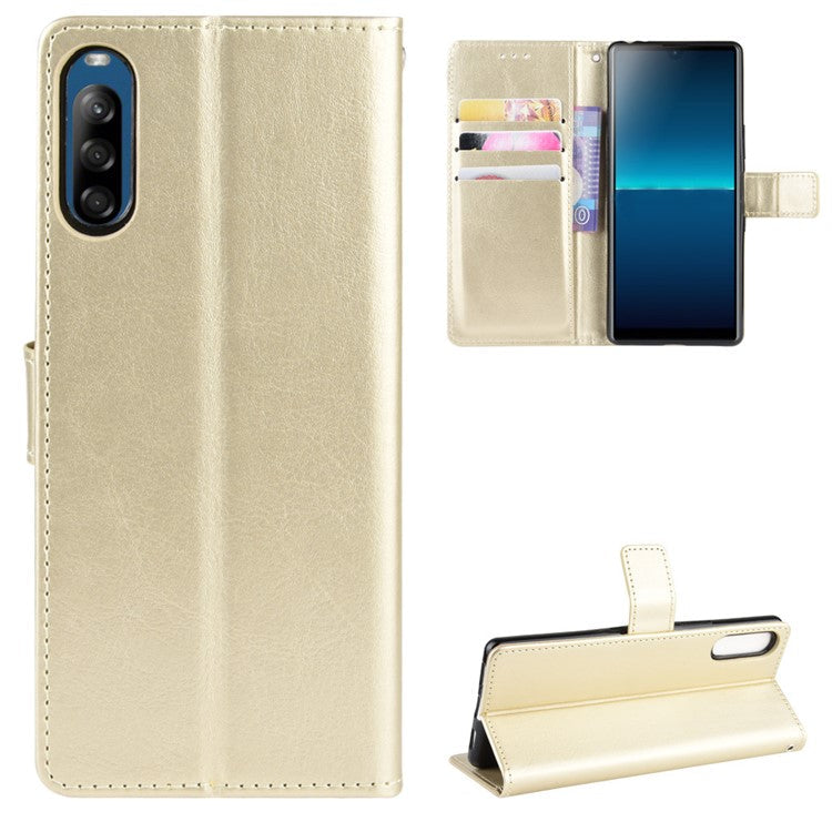Crazy Horse Wallet Leather Cell Phone Case for Sony Xperia L4 - Gold