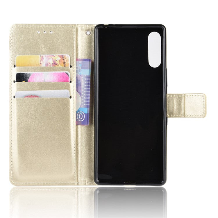 Crazy Horse Wallet Leather Cell Phone Case for Sony Xperia L4 - Gold