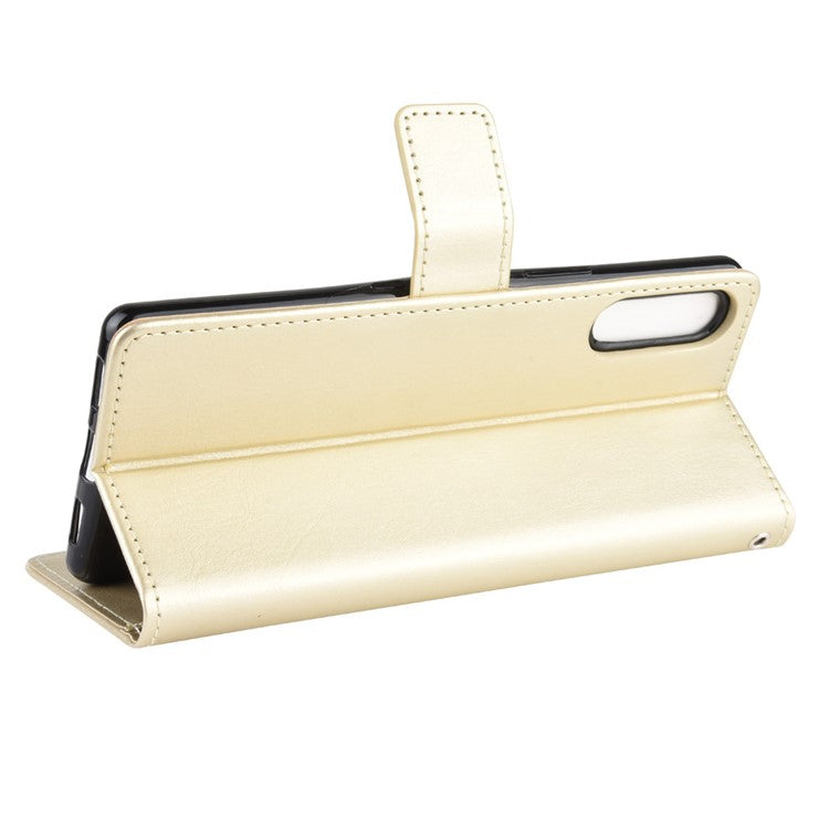 Crazy Horse Wallet Leather Cell Phone Case for Sony Xperia L4 - Gold