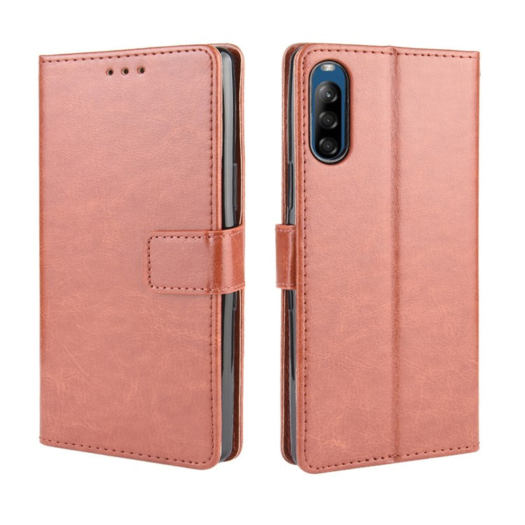 Crazy Horse Wallet Leather Cell Phone Case for Sony Xperia L4 - Brown