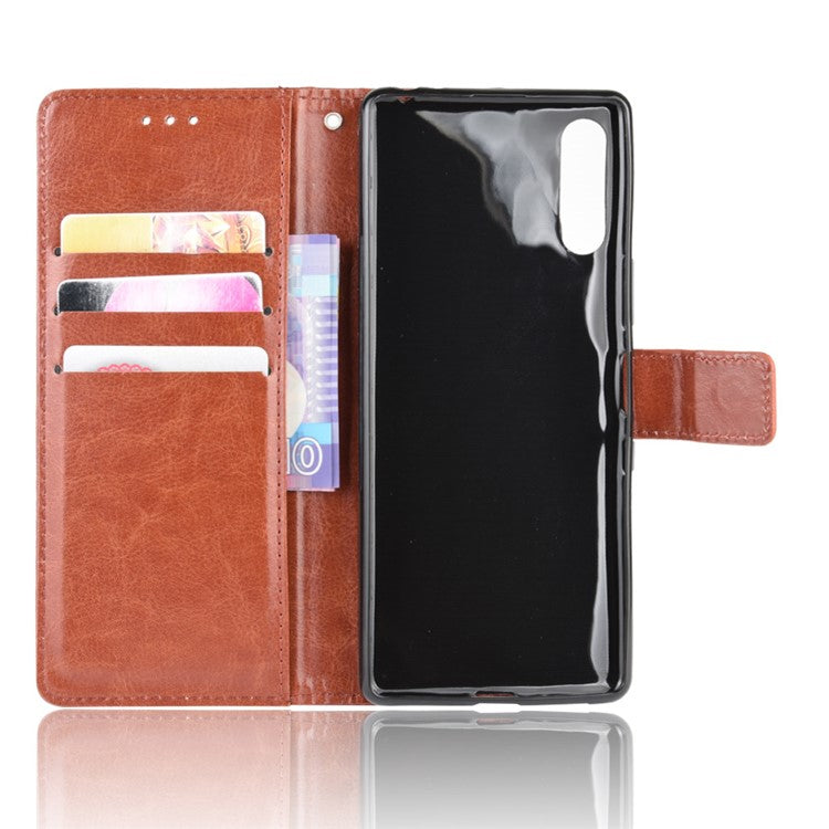 Crazy Horse Wallet Leather Cell Phone Case for Sony Xperia L4 - Brown