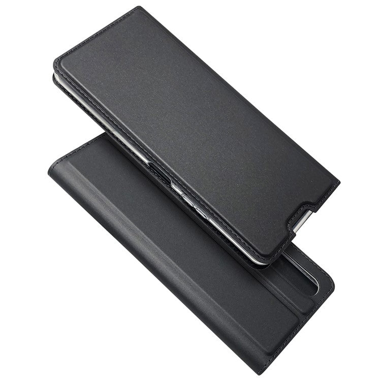 Magnetic Adsorption Stand Leather Card Holder Case for Sony Xperia 10 II - Black