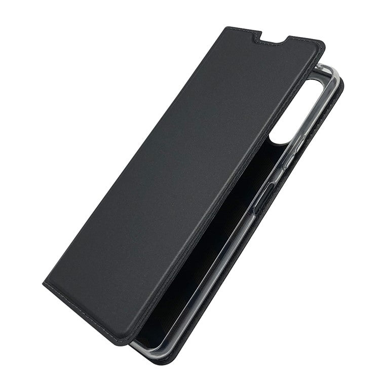 Magnetic Adsorption Stand Leather Card Holder Case for Sony Xperia 10 II - Black