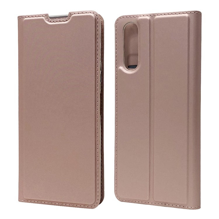 Magnetic Adsorption Stand Leather Card Holder Case for Sony Xperia 10 II - Rose Gold